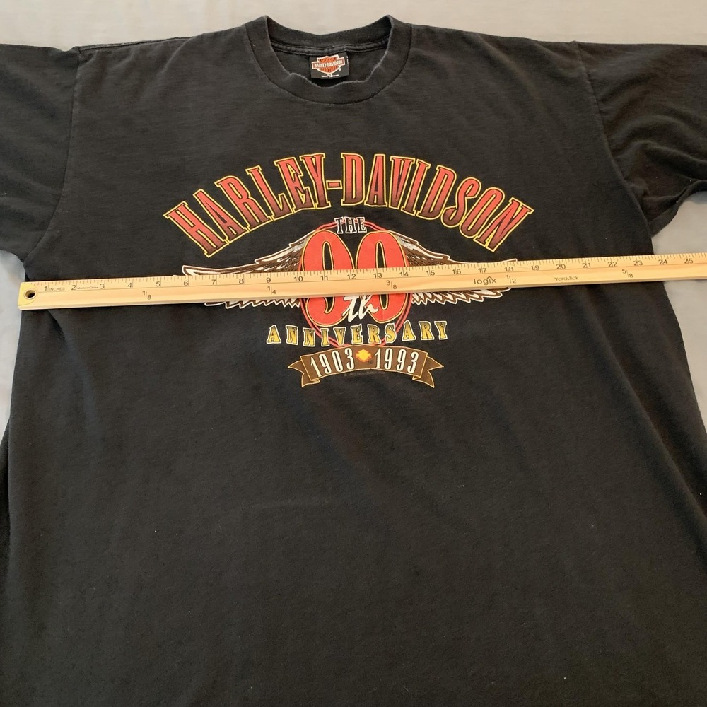 VTG Harley-Davidson Shirt Mens XL Black 90th Anniversary 1903 1993 USA Germany - Picture 5 of 9